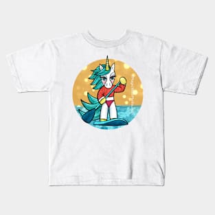 SUP Unicorn on Paddleboard — Original Illustration Kids T-Shirt